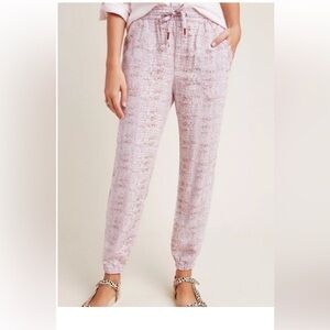 Anthropologie Orana snake print jogger pants size L pink shades